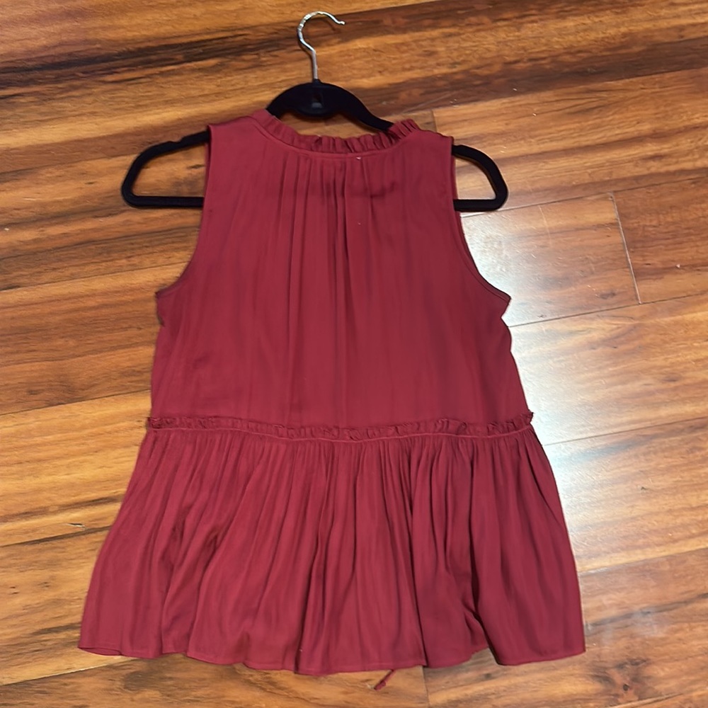 Loft Shirred Peplum Shell in Rustic Red - Picture 5 of 5